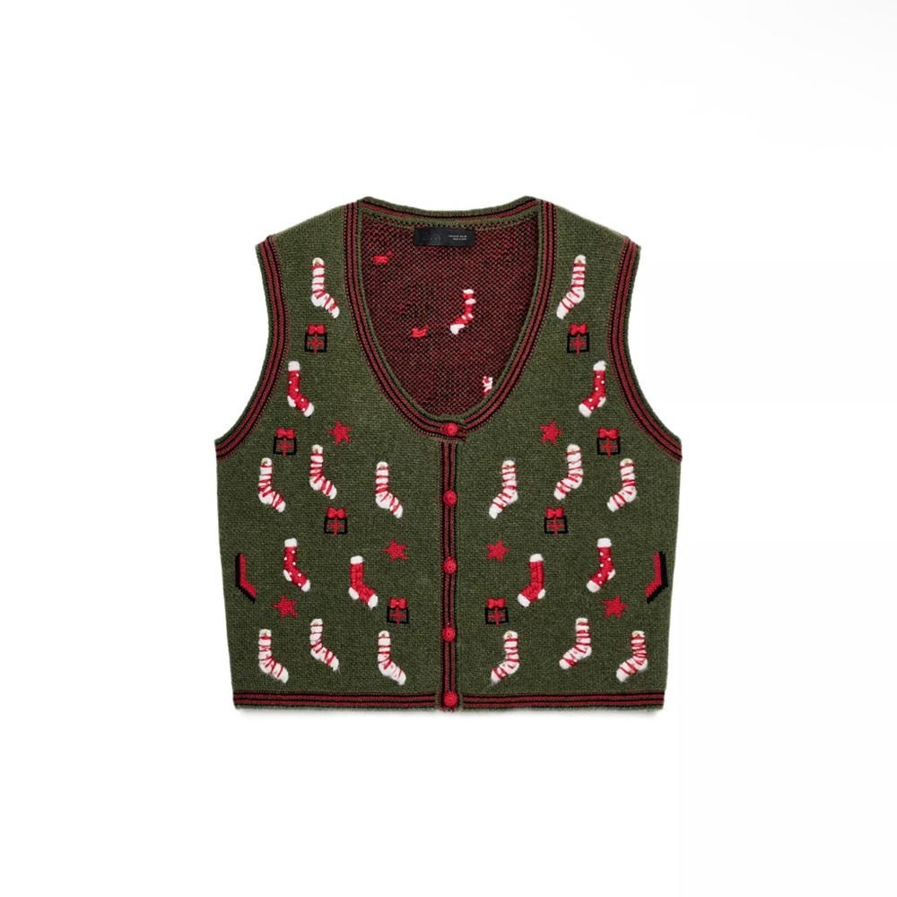 EMBROIDERED CHRISTMAS KNIT VEST